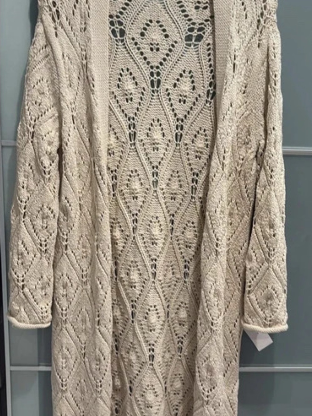 Zara Open-Knit Longline Cardigan - Cream